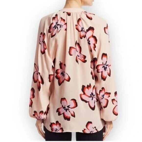 A.L.C Jules Floral Long Sleeve V-neck Silk Blouse Size 4 - Picture 10 of 10